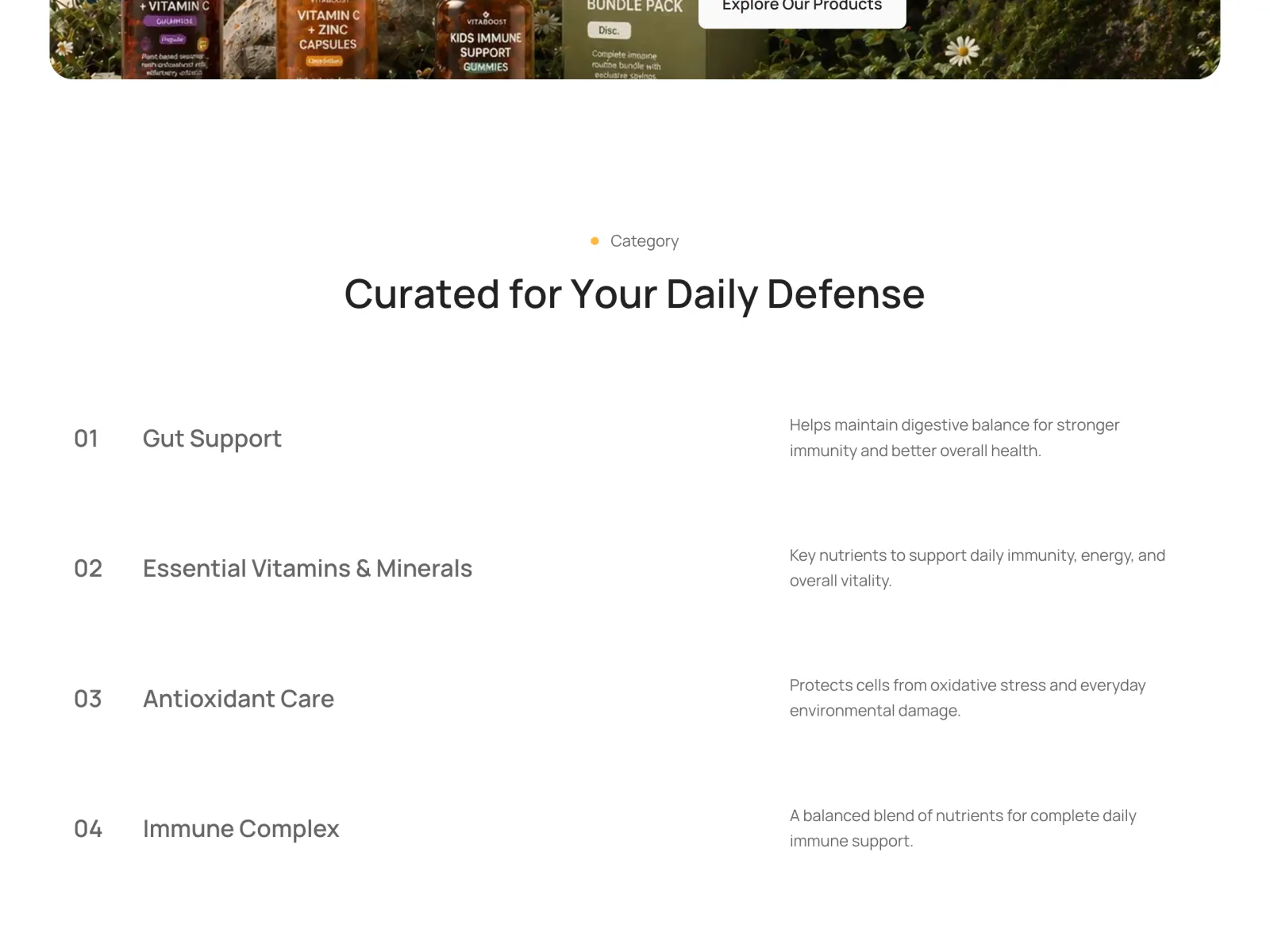 VitaBoost: supplements storefront: screen 3