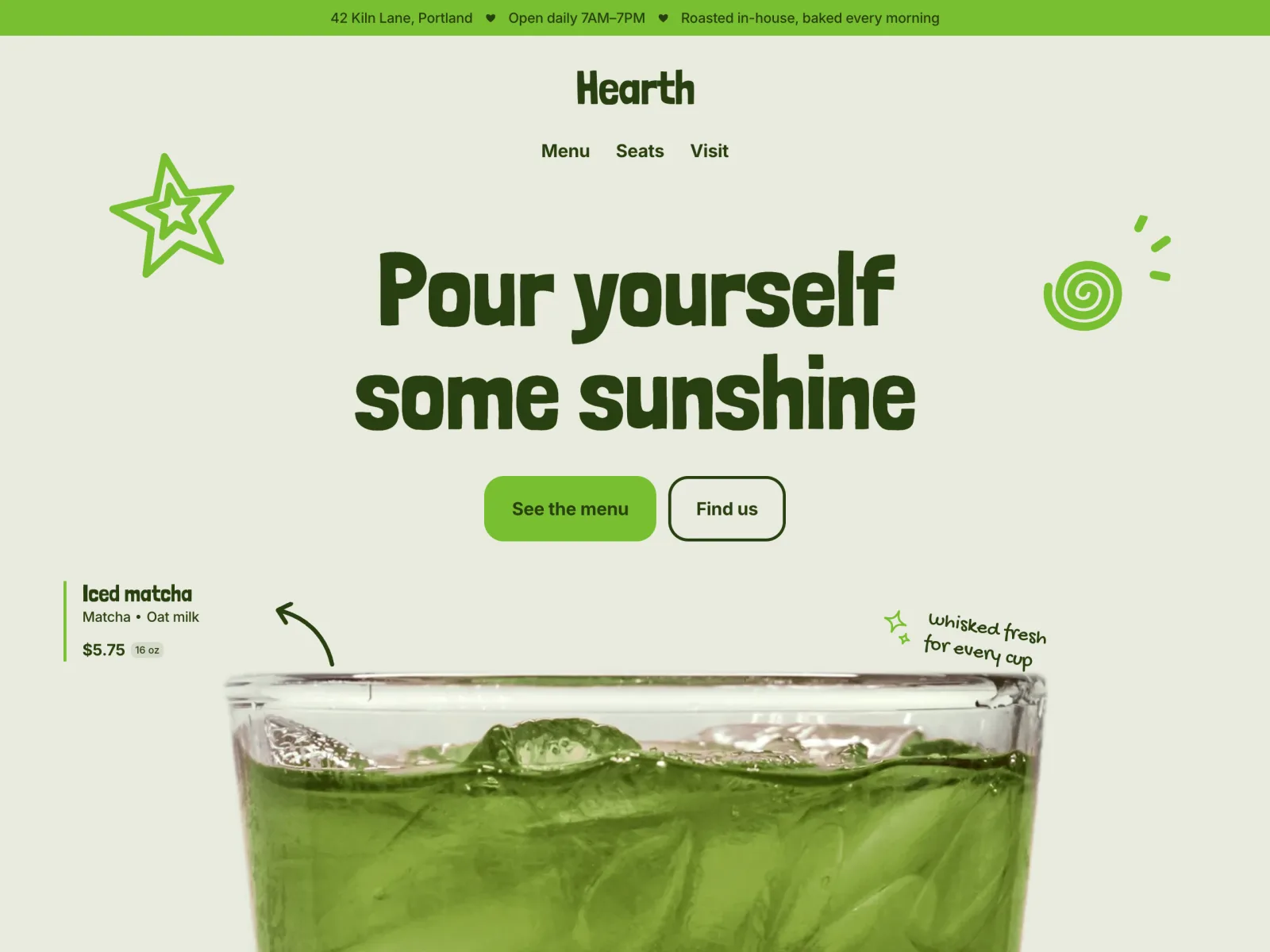 Hearth: coffee house: homepage