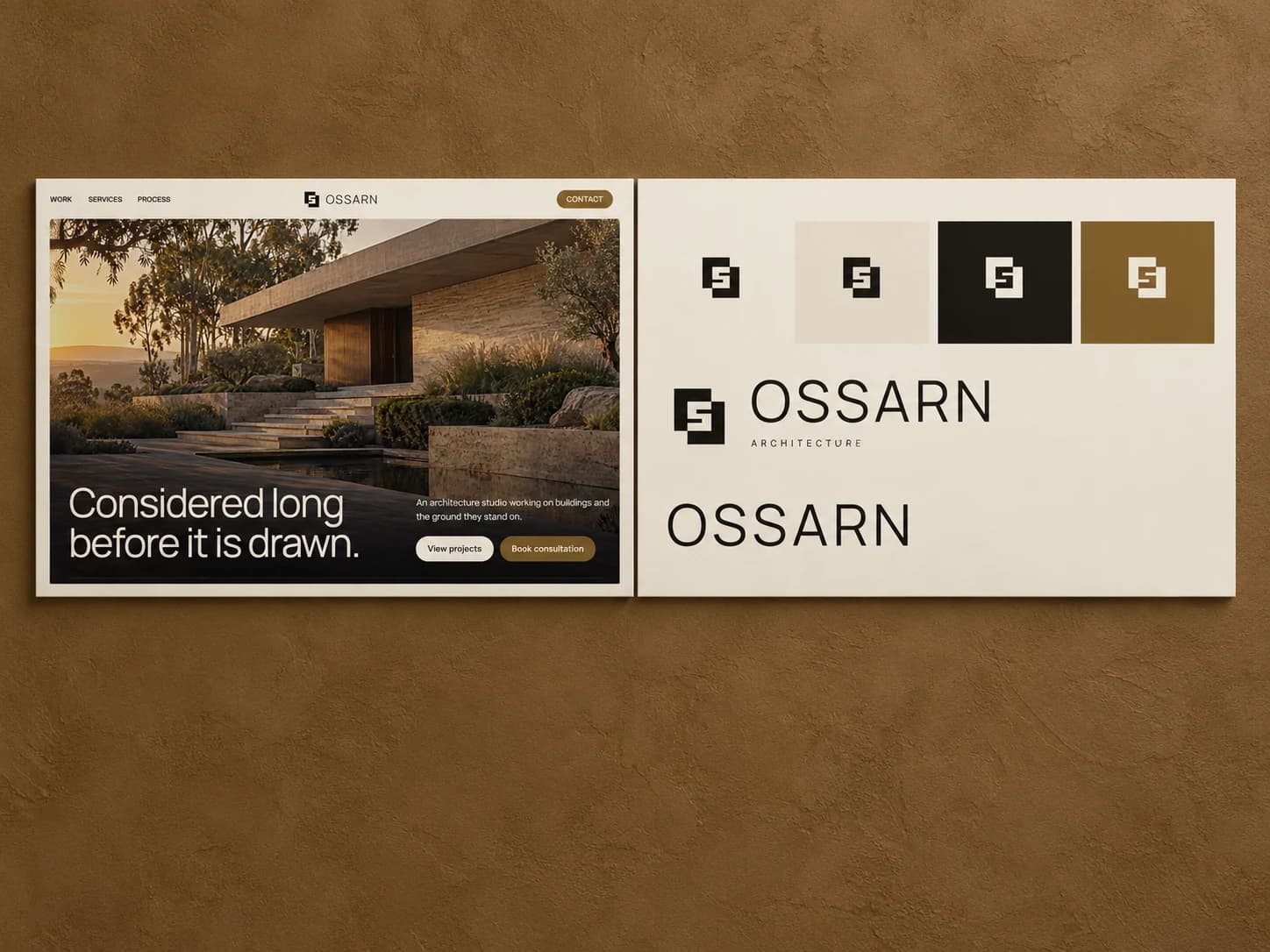 Ossarn: brand and website: homepage of the professional services site