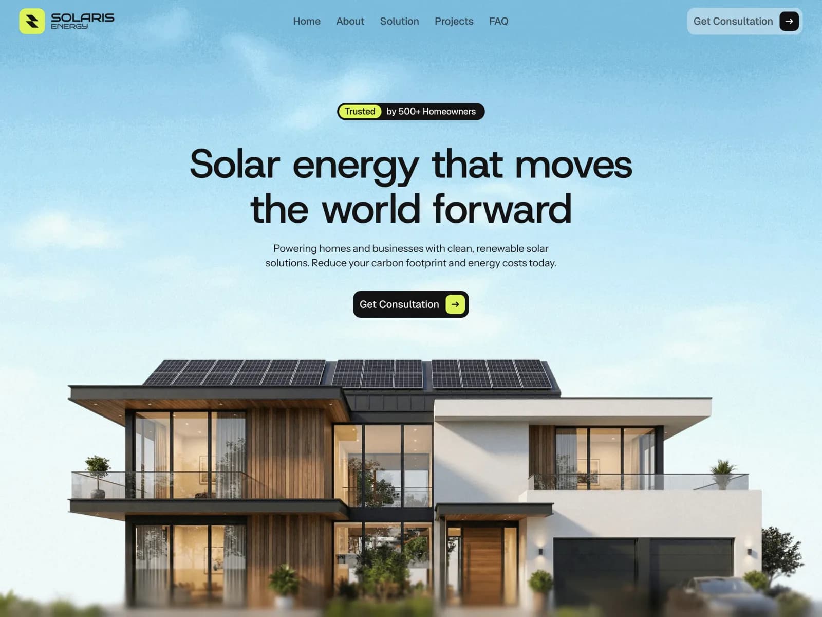 Solaris: home solar installer: homepage of the professional services site